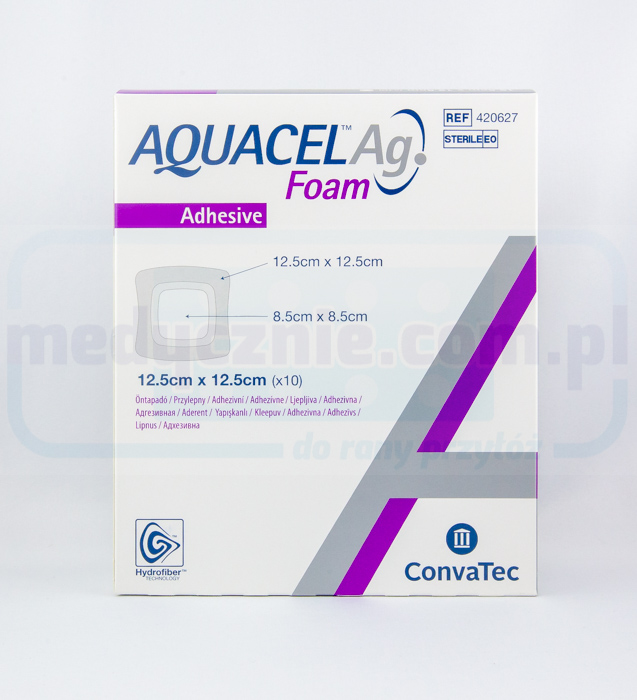 Aquacel Foam Ag Adhesive 12,5*12,5cm wielowarstwowy opatrunek piankowy 1szt